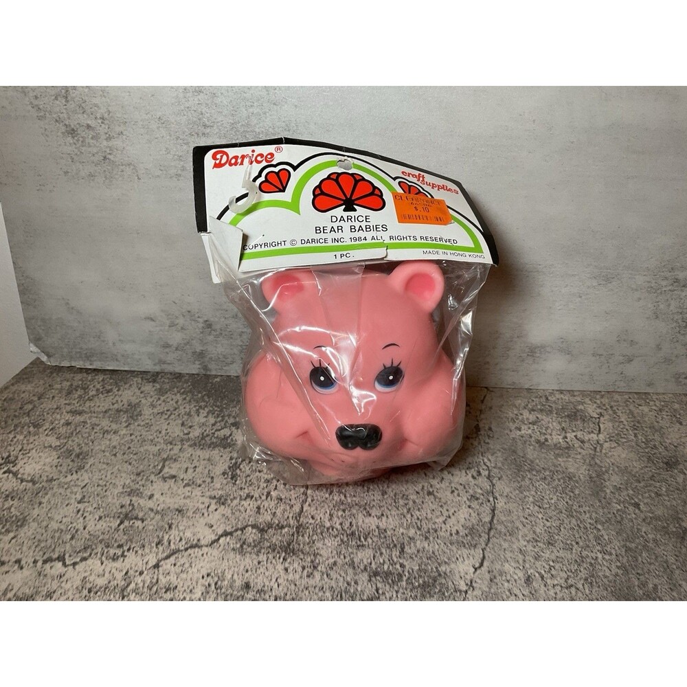 Bear Babies Plastic Blue Bear Doll Head - Darice Craft Supplies - 1984 Vintage